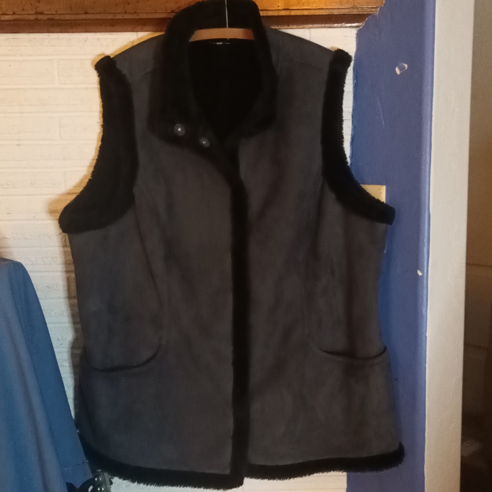 Faux Suede Sherpa Vest